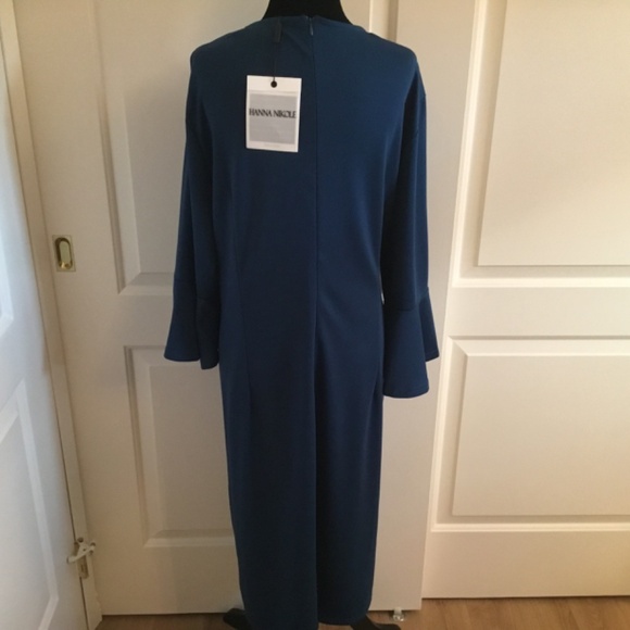 NWT Hanna Nikole Bell Sleeve Ruched Wrap Cocktail Dress Plus Size 22W - Picture 5 of 9